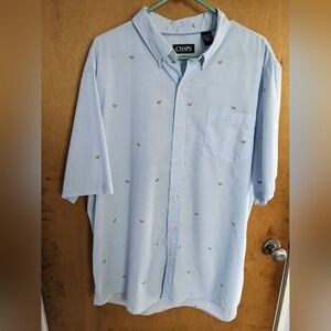 CHAPS Mens Shirt Novelty Key Lime Short Sleeve Shirt Blue Summer Size XXL